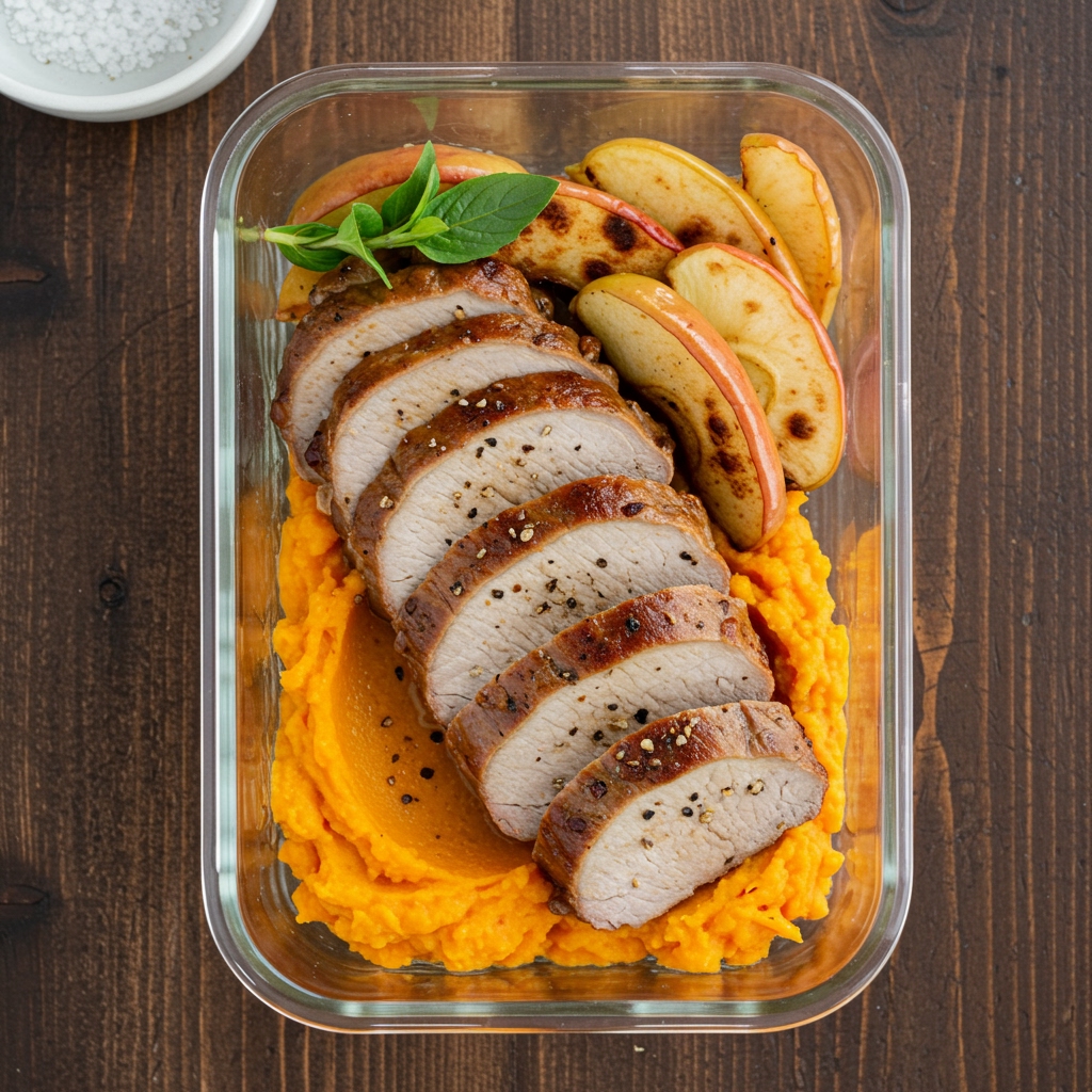 Apple & Sage Roasted Pork Loin with Sweet Potato Mash
