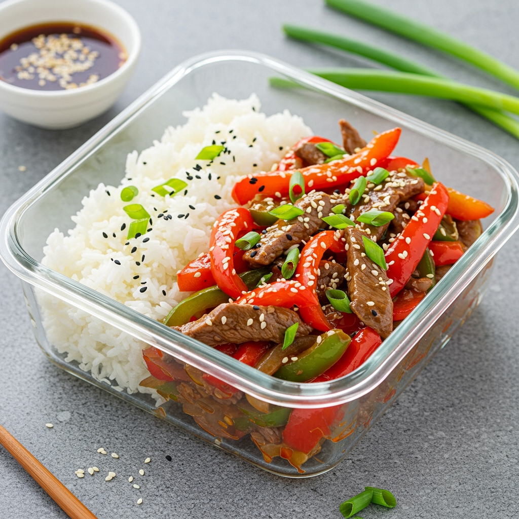 Spicy Beef & Bell Pepper Stir-fry Bowls