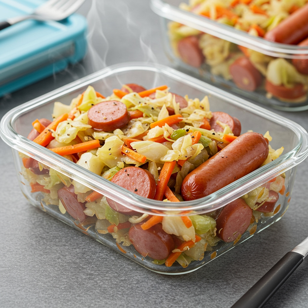 Hearty Smokie and Cabbage Skillet with Tangy Dijon Dressing