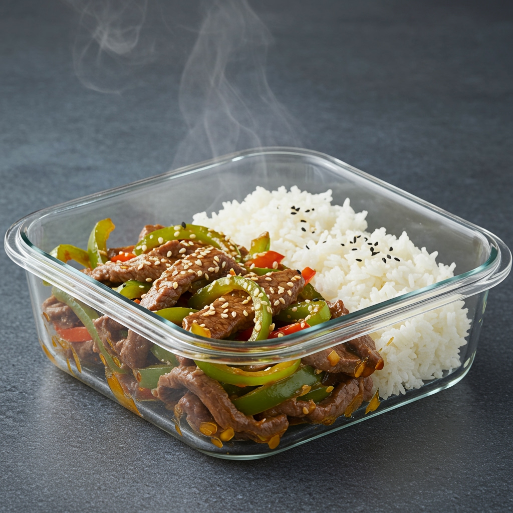 Zesty Beef and Green Pepper Stir-fry with Jasmine Rice