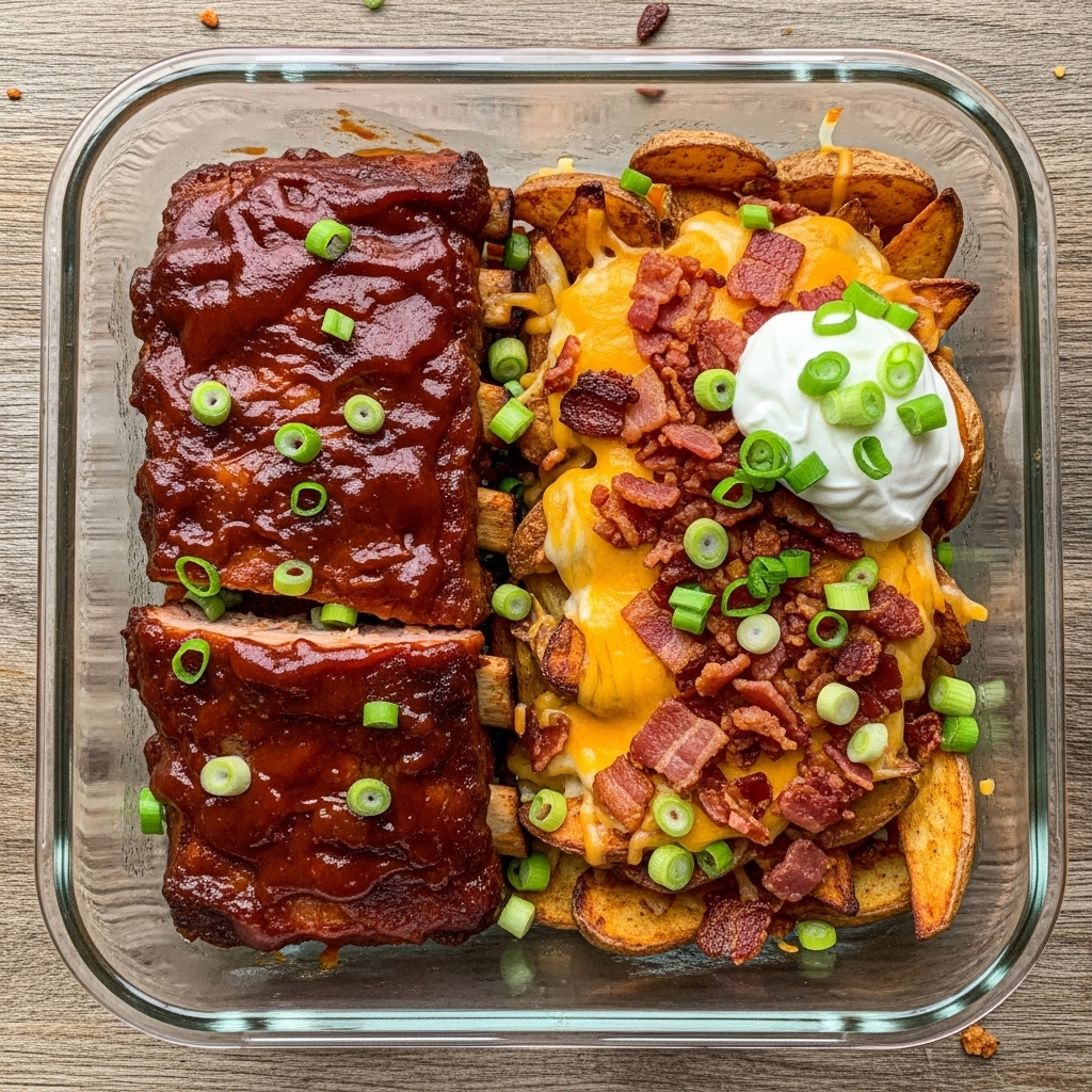 Smoky BBQ Pork Ribs with Loaded Potato Wedges