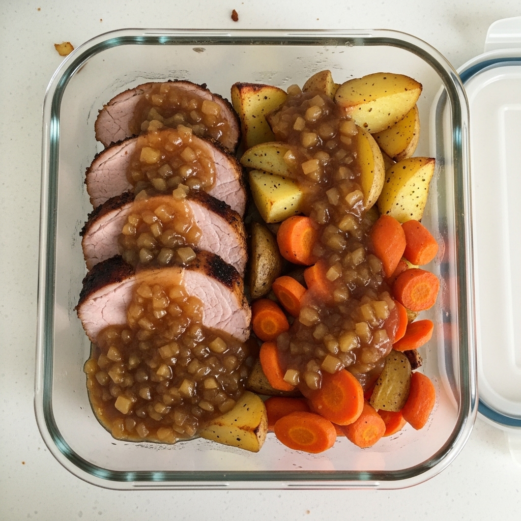 Roasted Pork Loin with Apple & Onion Gravy