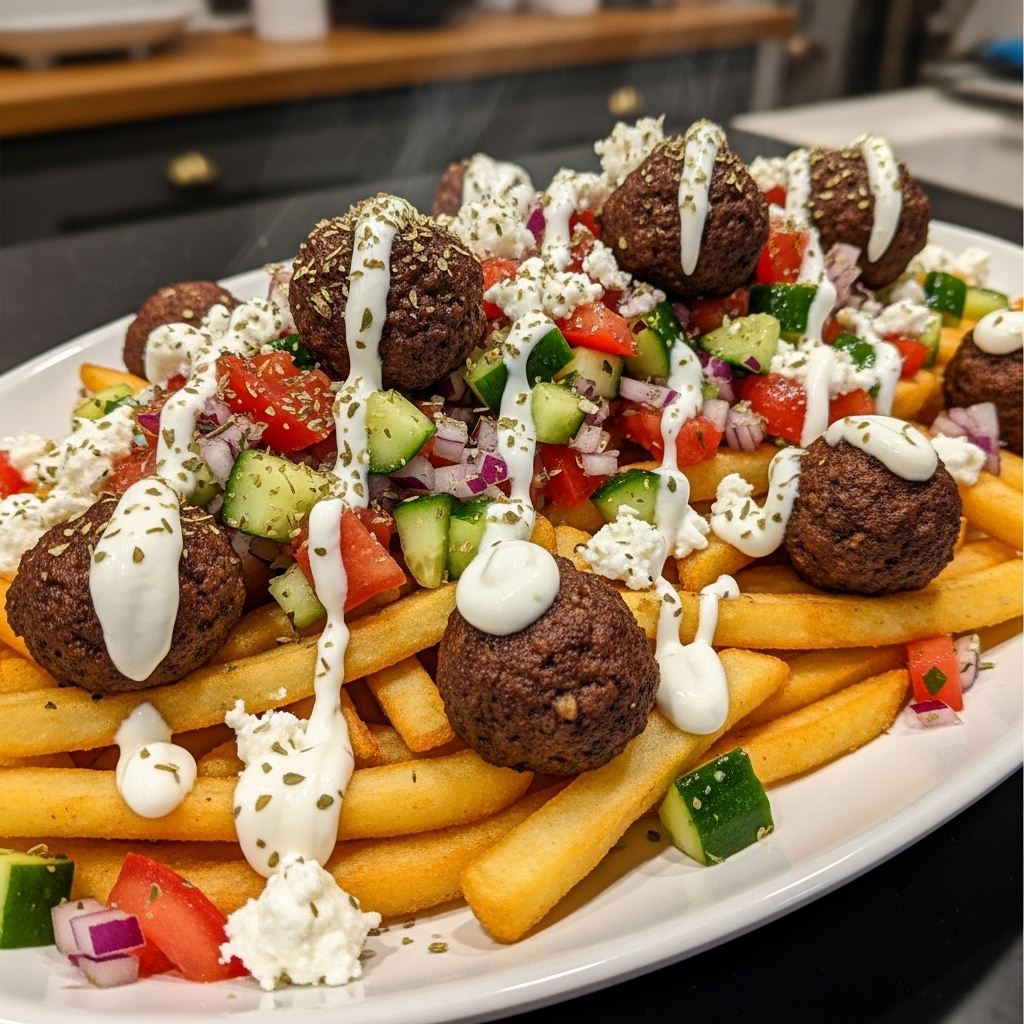 Loaded Greek-Style Beef Kofta Fries