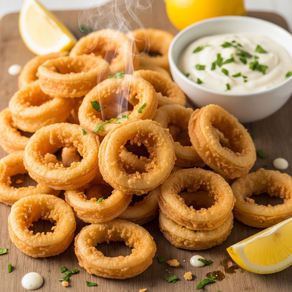 Crispy Fried Calamari with Lemon Garlic Aioli