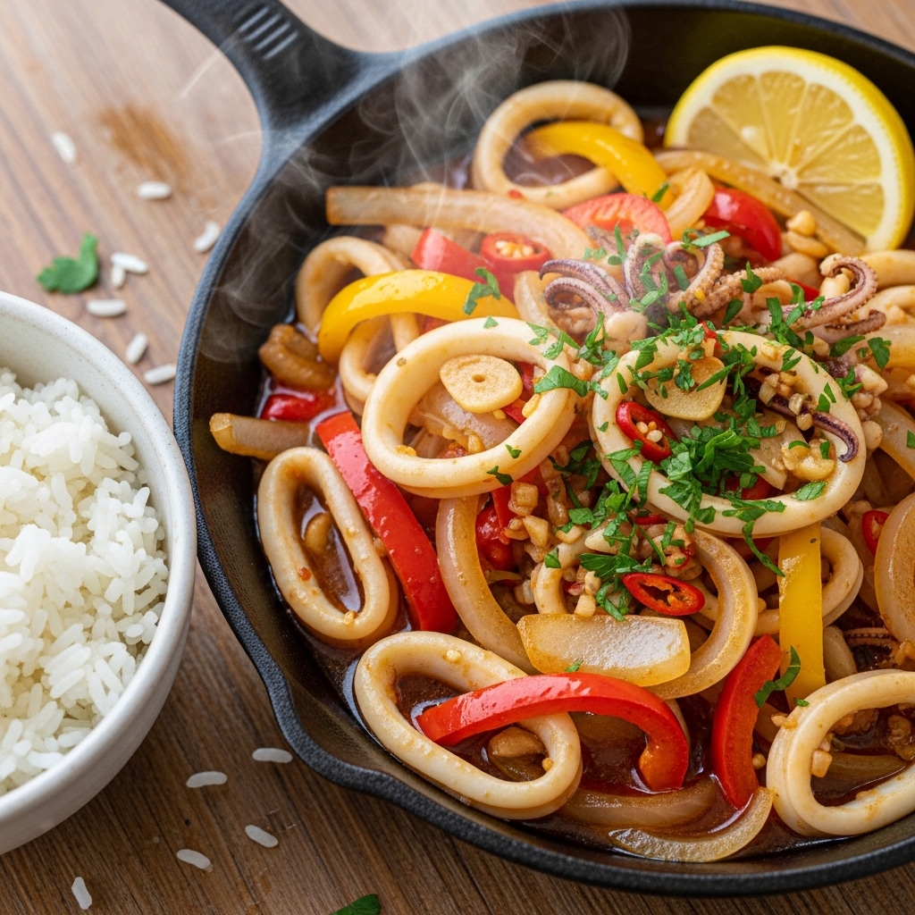 Spicy Garlic & Lemon Squid Stir-Fry
