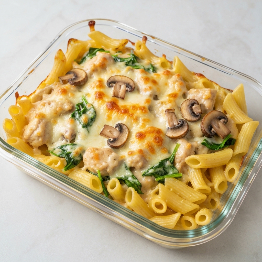 Creamy Chicken & Mushroom Pasta Bake