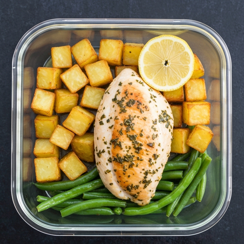 Lemon Herb Chicken with Roasted Potatoes and Green Beans