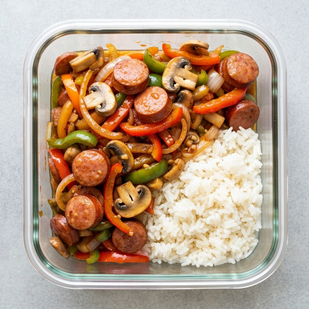 Smoked Garlic Sausage & Pepper Stir-fry with Jasmine Rice